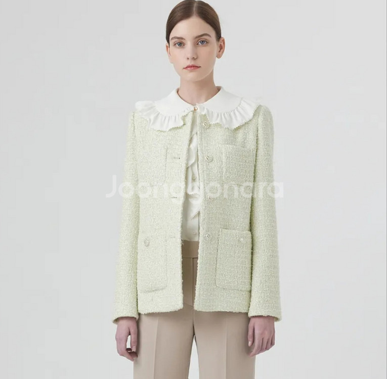 미착용) 라인 Line 트위드자켓 라임색상 봄자켓 연두--0