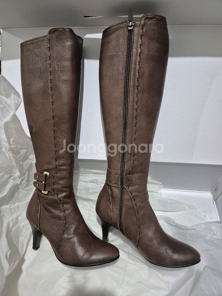 탠디 브라운 가죽 롱부츠--2