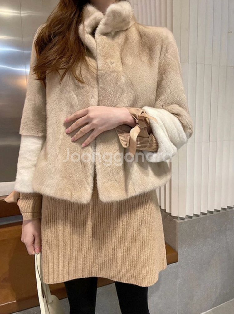 헤이에스 팔로미노 배색 밍크 자켓--1