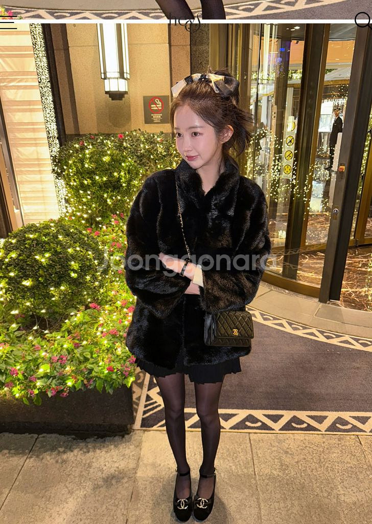 헤이에스 호리젠탈 코펜하겐 밍크6단 하프 자켓--0