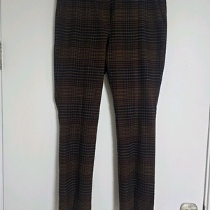 여성용 체크 모직 팬츠 프리사이즈