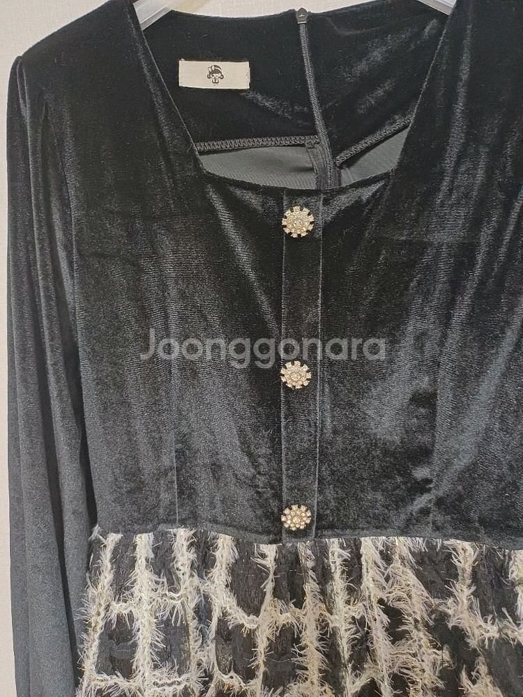 회려한 벨벳 체크 시스루 원피스 XL77--8