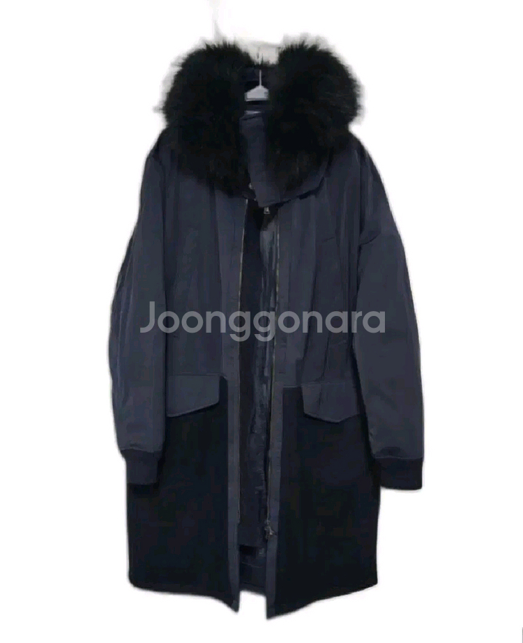 엠비오 천연너구리털 다크네이비 롱패딩105-180--0