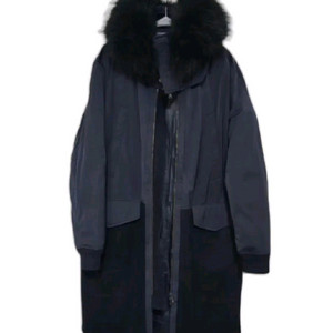 엠비오 천연너구리털 다크네이비 롱패딩105-180