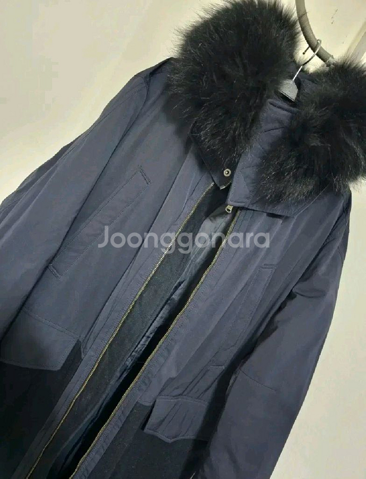 엠비오 천연너구리털 다크네이비 롱패딩105-180--2