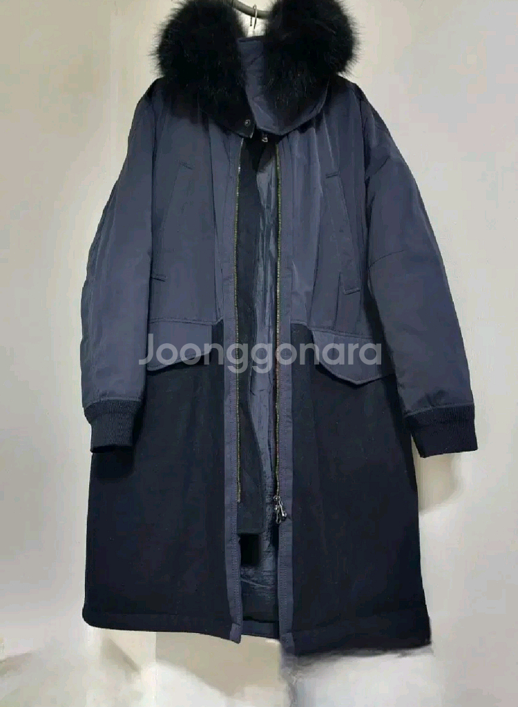 엠비오 천연너구리털 다크네이비 롱패딩105-180--1