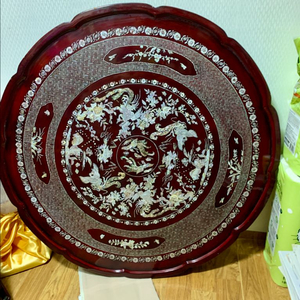 전통 자개 원형상 (6~8인용, 47년 된 수공예품)