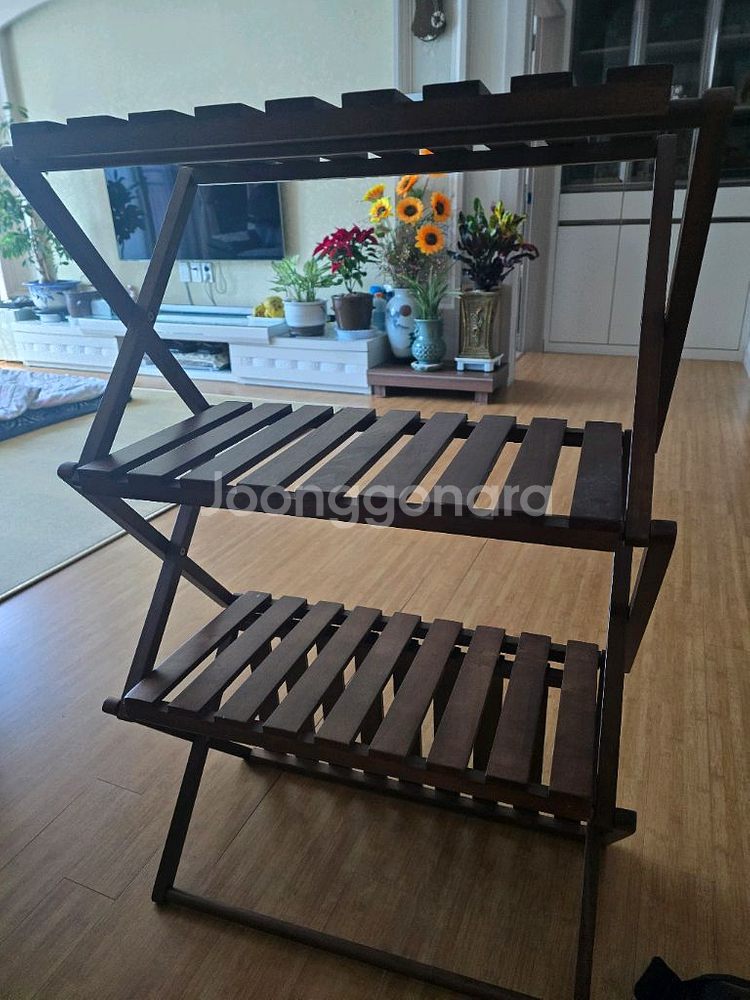 문캠핑 4단 나무 선반--2