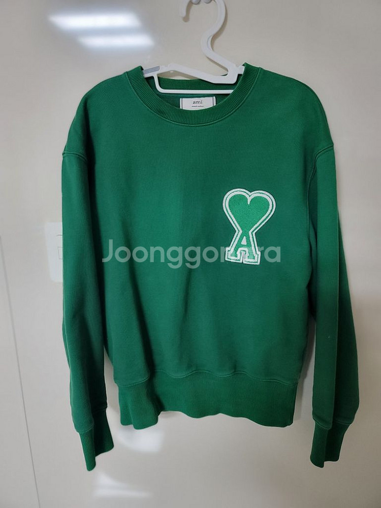아미 헤비코튼 그린 맨투맨 S 95정사이즈 상태굿--0