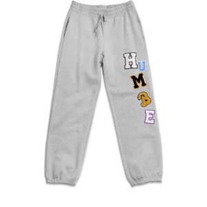 아임낫휴먼비잉 LOGOED PATCHWORK SWEAT PANTS 그레이