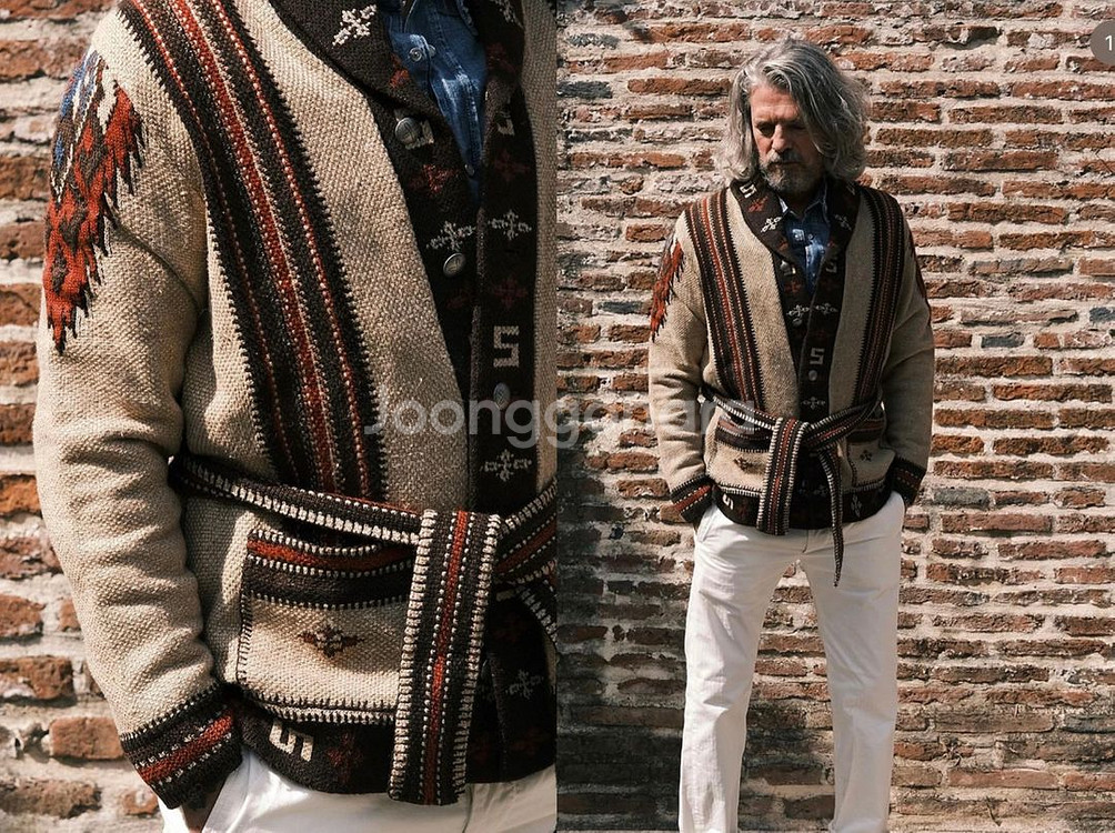 rrl 랜치 숄카라 롱 가디건 나바호 L--0