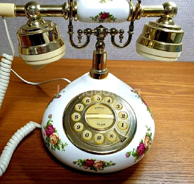 빈티지 로얄알버트 황실장미 도자기 전화기--0