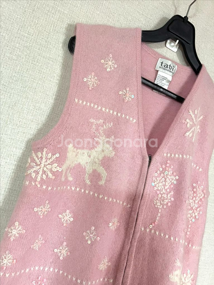 tabi 램스울앙고라 빈티지크리스마스 니트조끼집업가디건--4