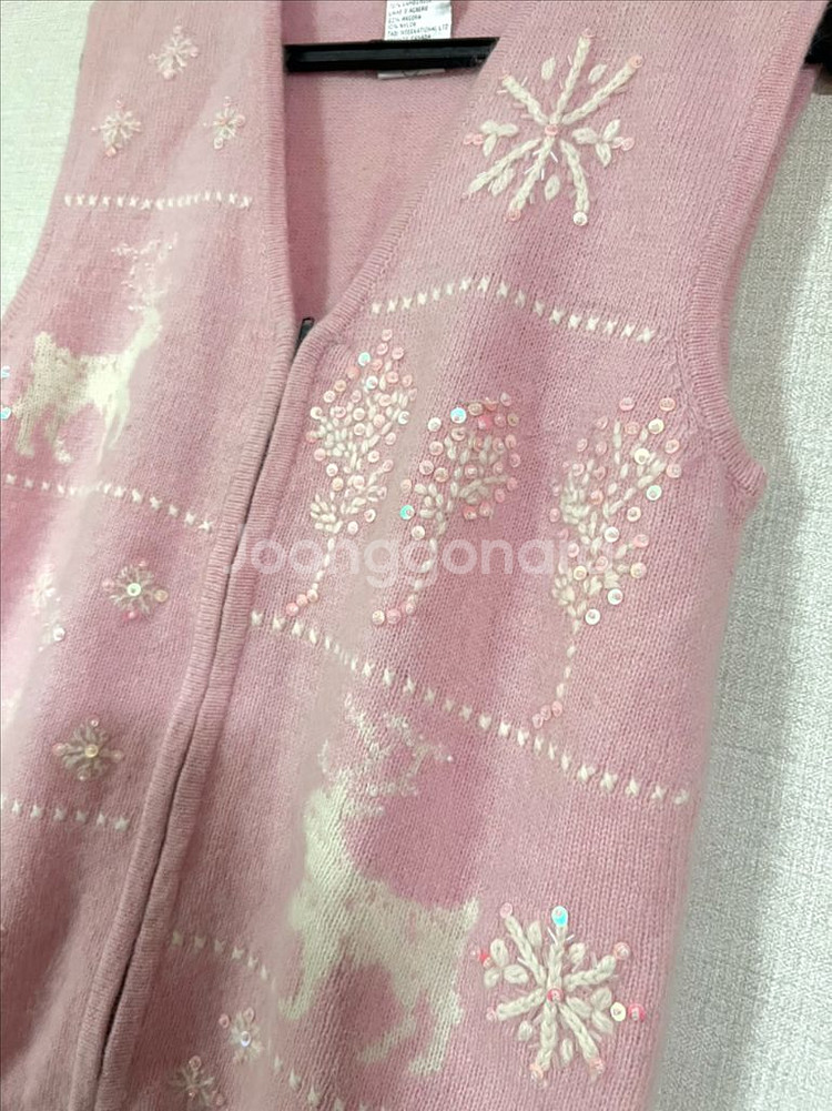 tabi 램스울앙고라 빈티지크리스마스 니트조끼집업가디건--2