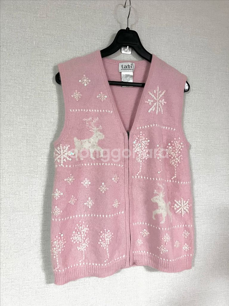 tabi 램스울앙고라 빈티지크리스마스 니트조끼집업가디건--7