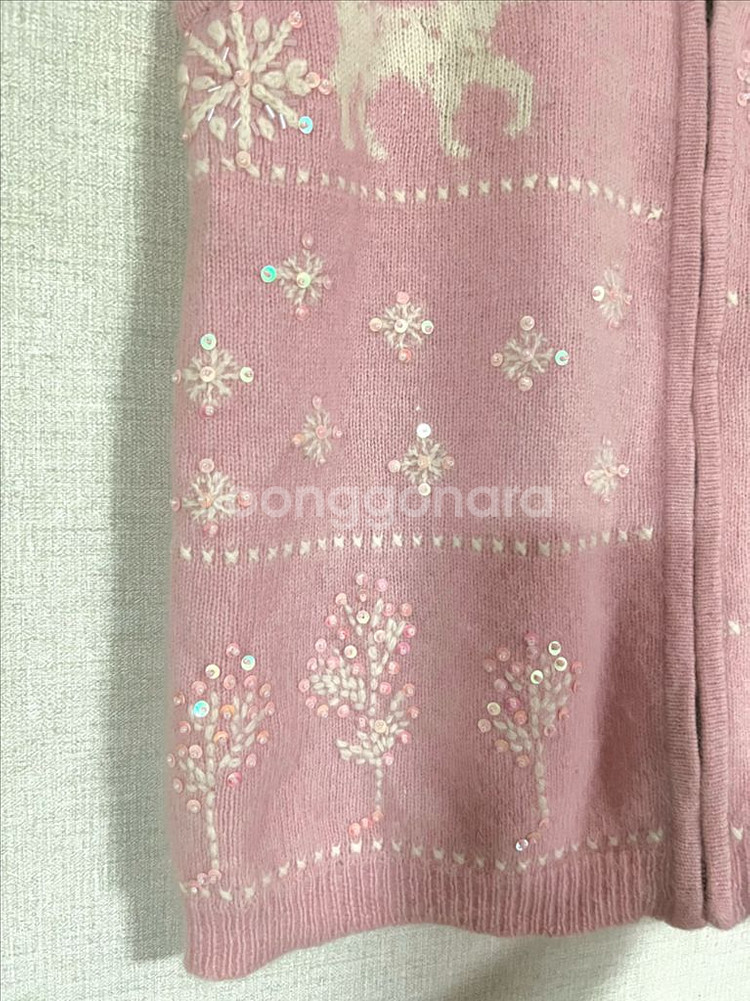 tabi 램스울앙고라 빈티지크리스마스 니트조끼집업가디건--11