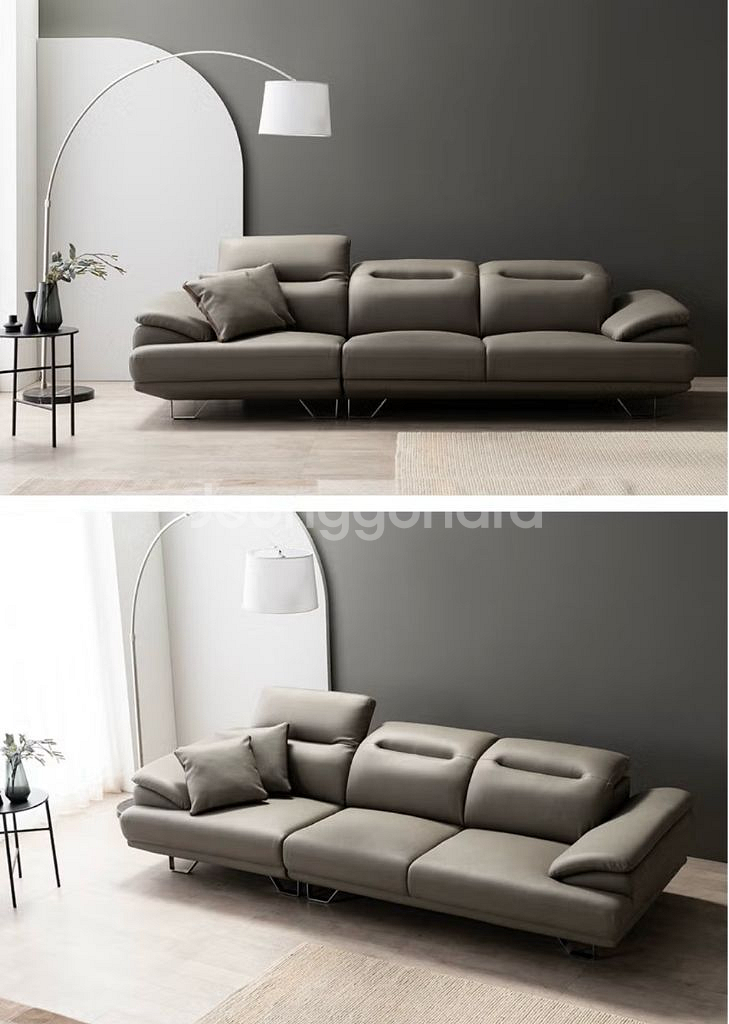 우아미가구 4인용 가죽소파 그레이--0