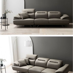 우아미가구 4인용 가죽소파 그레이