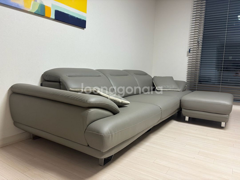 우아미가구 4인용 가죽소파 그레이--1