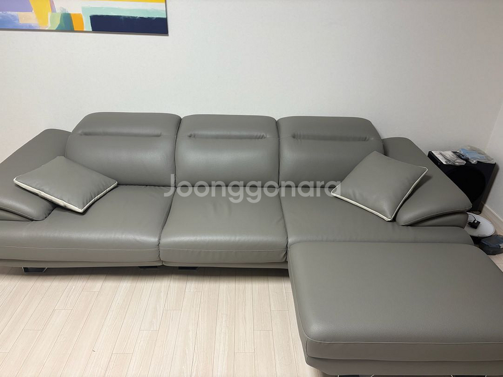 우아미가구 4인용 가죽소파 그레이--3