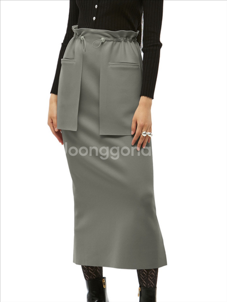 22년 제이청 bena 셔링스커트 플랩포켓스트링 롱치마--0