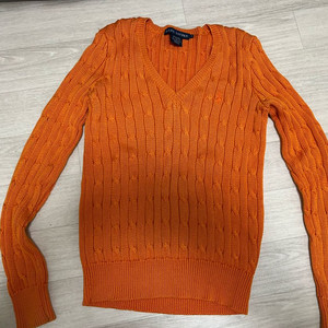 Polo 폴로 오렌지 꽈배기니트(피마코튼100)