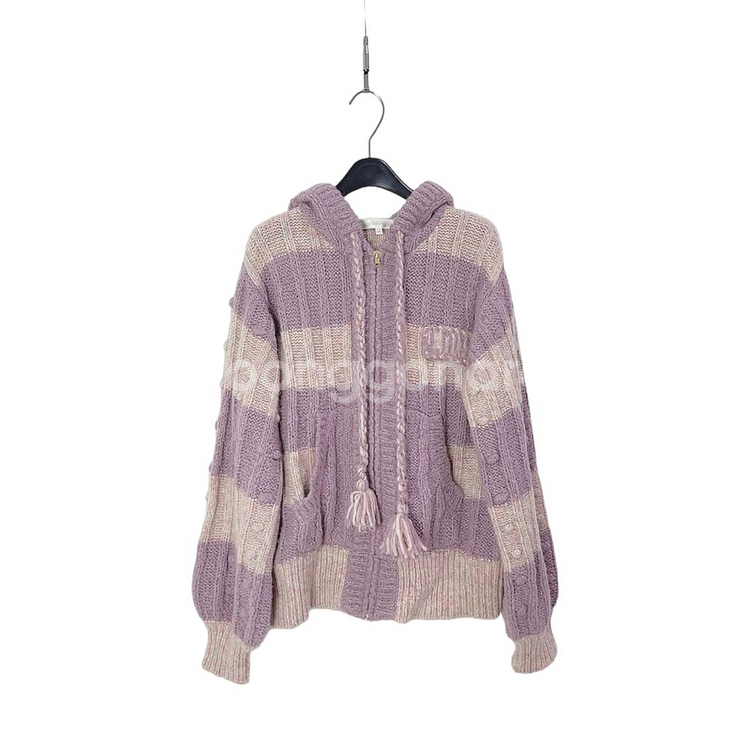 러브 쉑 팬시 알파카 폼폼 라벤더 핑크 가디건--2