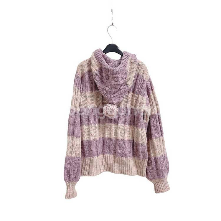 러브 쉑 팬시 알파카 폼폼 라벤더 핑크 가디건--3