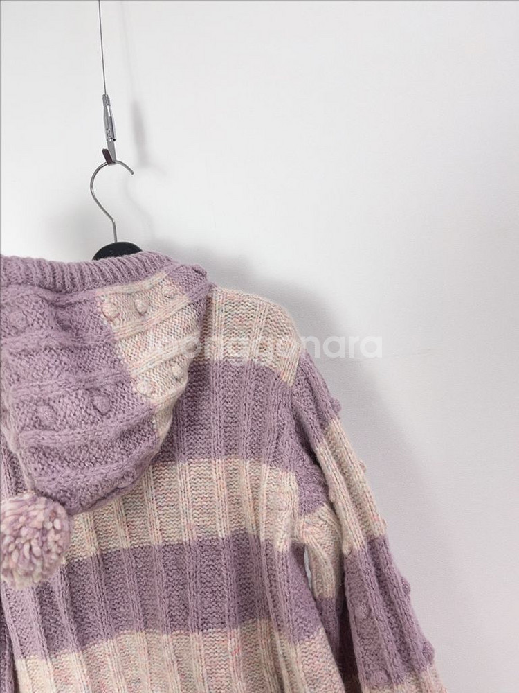 러브 쉑 팬시 알파카 폼폼 라벤더 핑크 가디건--9