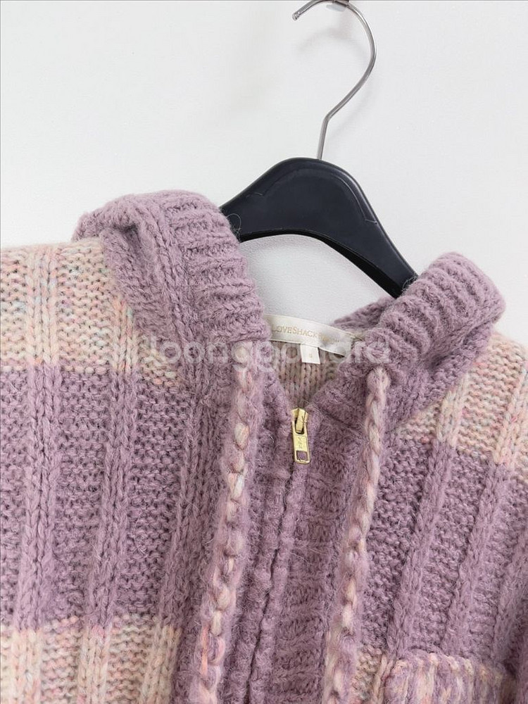 러브 쉑 팬시 알파카 폼폼 라벤더 핑크 가디건--4