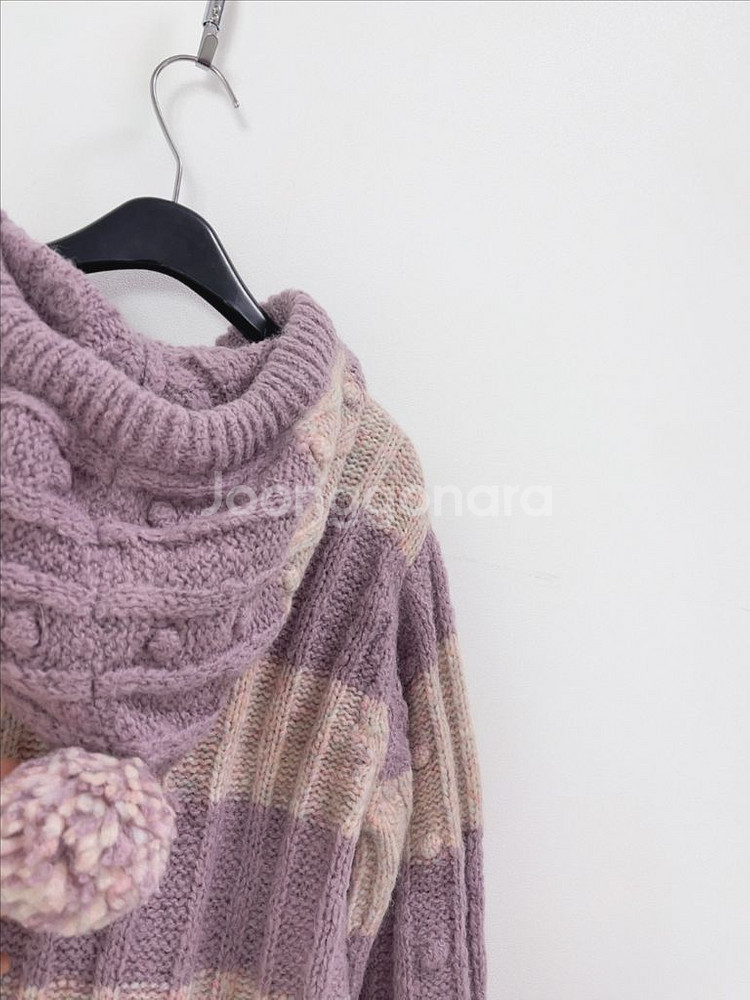 러브 쉑 팬시 알파카 폼폼 라벤더 핑크 가디건--8