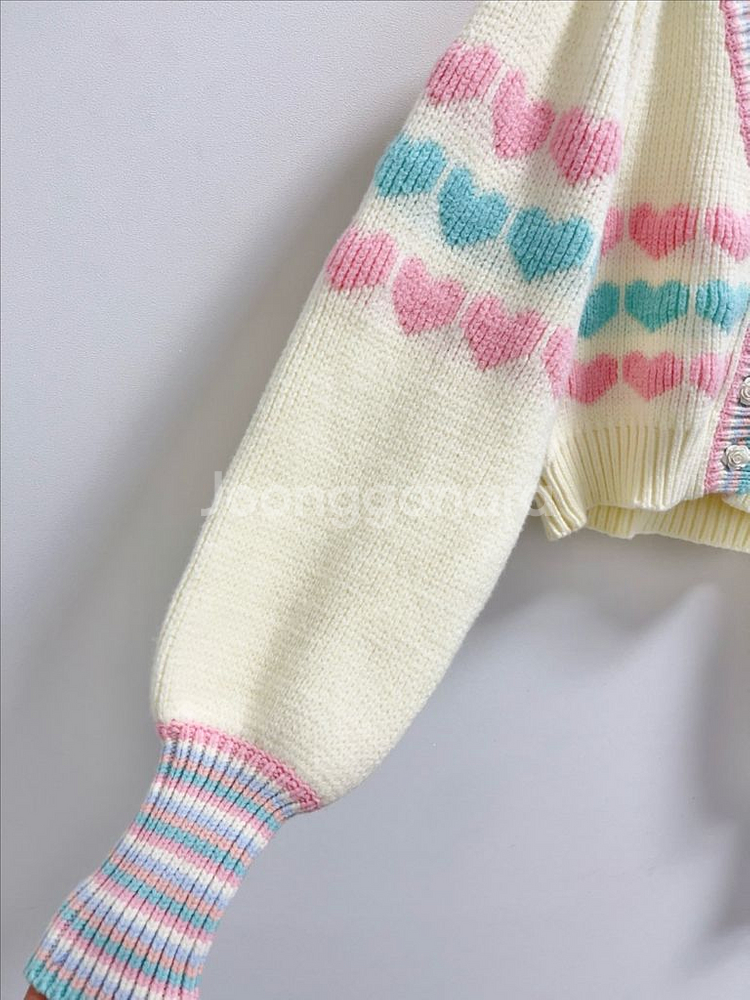 러브 쉑 팬시 크롭 하트 가디건--8