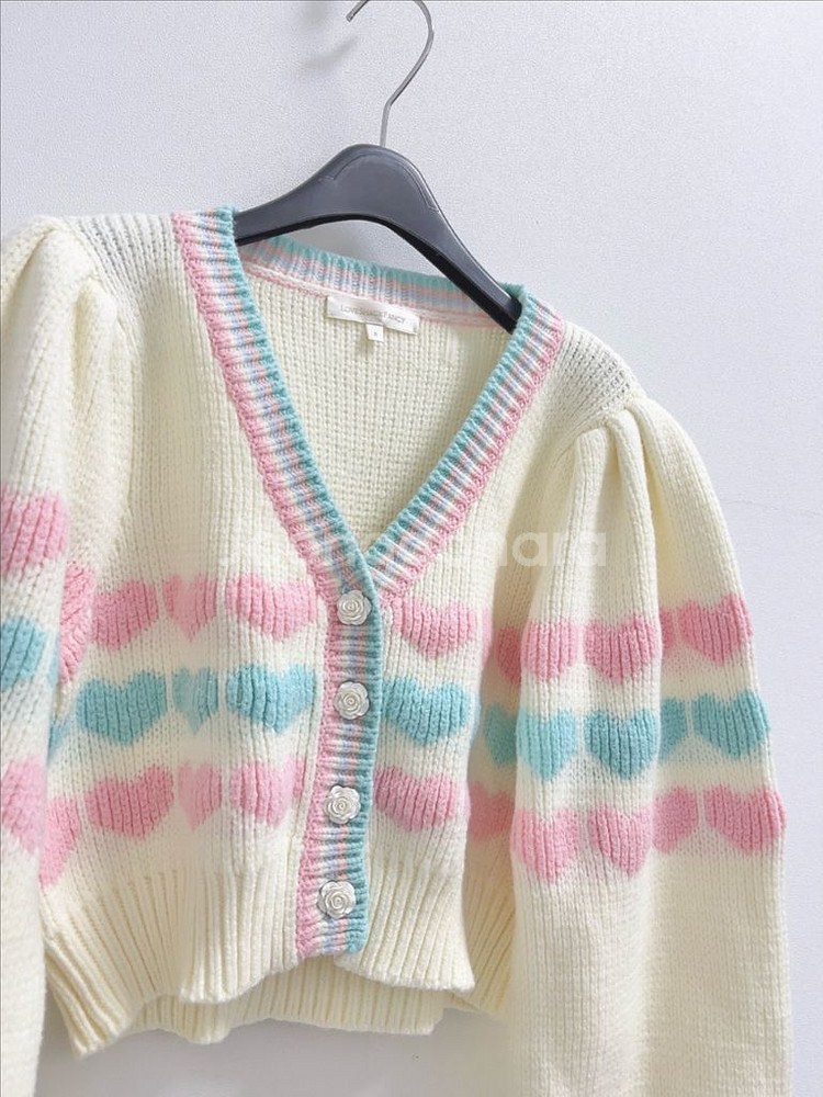 러브 쉑 팬시 크롭 하트 가디건--7