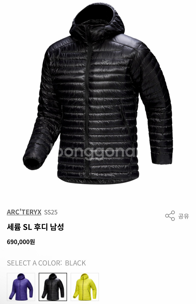 아크테릭스 세륨 Sl 후디 라지 사이즈--0