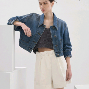 타임 크롭 데님 자켓 버튼 랑방 마인 더캐시미어 시스템