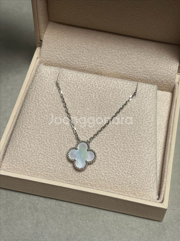 18k 반클 알함브라 빈티지 목걸이 화이트골드+마오펄--0