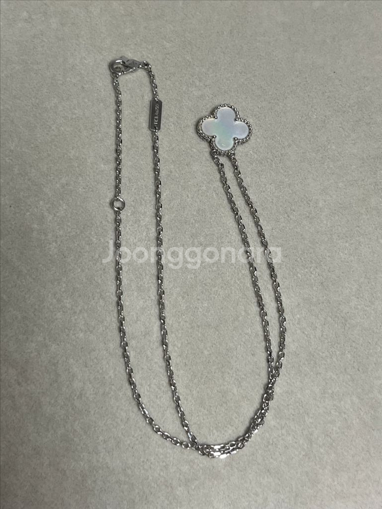 18k 반클 알함브라 빈티지 목걸이 화이트골드+마오펄--4