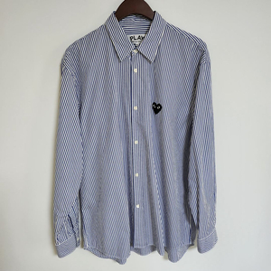 XL 꼼데가르송 스트라이프 하트와펜 남성 셔츠 AZ-B018