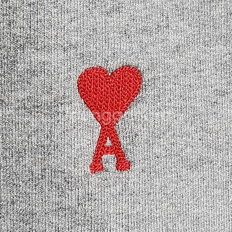 L 아미 그레이 스몰 하트자수 맨투맨 E21HJ007--2