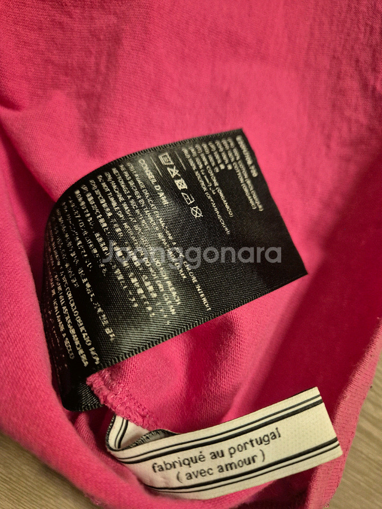 정품 Ami 아미 하트 로고 패치 반팔 티셔츠 핑크 x--2