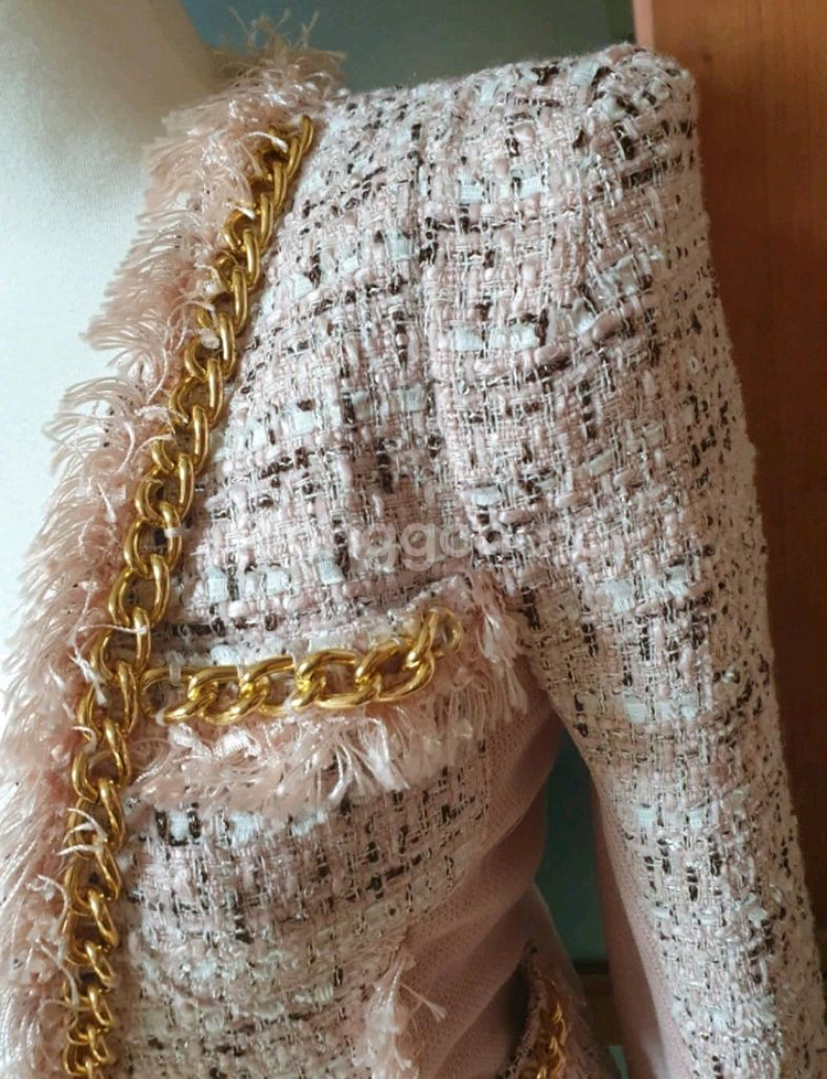 (무배-새제품)핏예쁜 트위드 라인자켓 연핑크--6