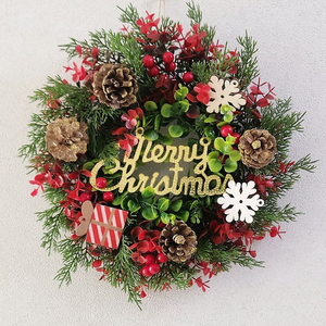 새상품)대형 크리스마스 리스 유칼립투스 솔방울 열매조화
