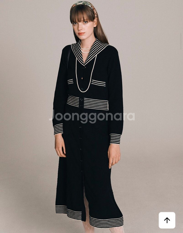 잉크 세일러 칼라 니트 원피스 블랙 S--3