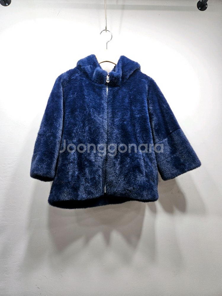 블루 후드 에코퍼 숏코트 55--0