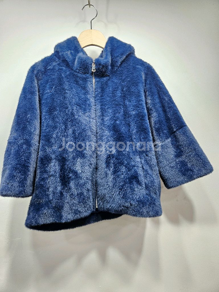 블루 후드 에코퍼 숏코트 55--1