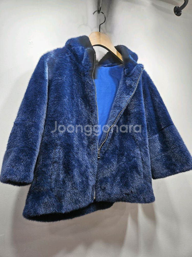 블루 후드 에코퍼 숏코트 55--3