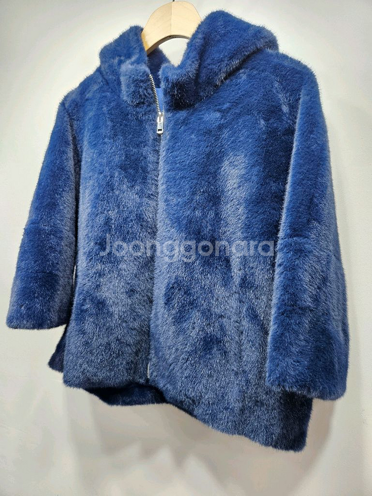 블루 후드 에코퍼 숏코트 55--5