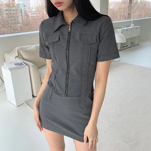 라디 카라 지퍼원피스