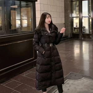 [드벨라]플레 라인 버클 벨트 덕다운 롱 패딩 (새상품)