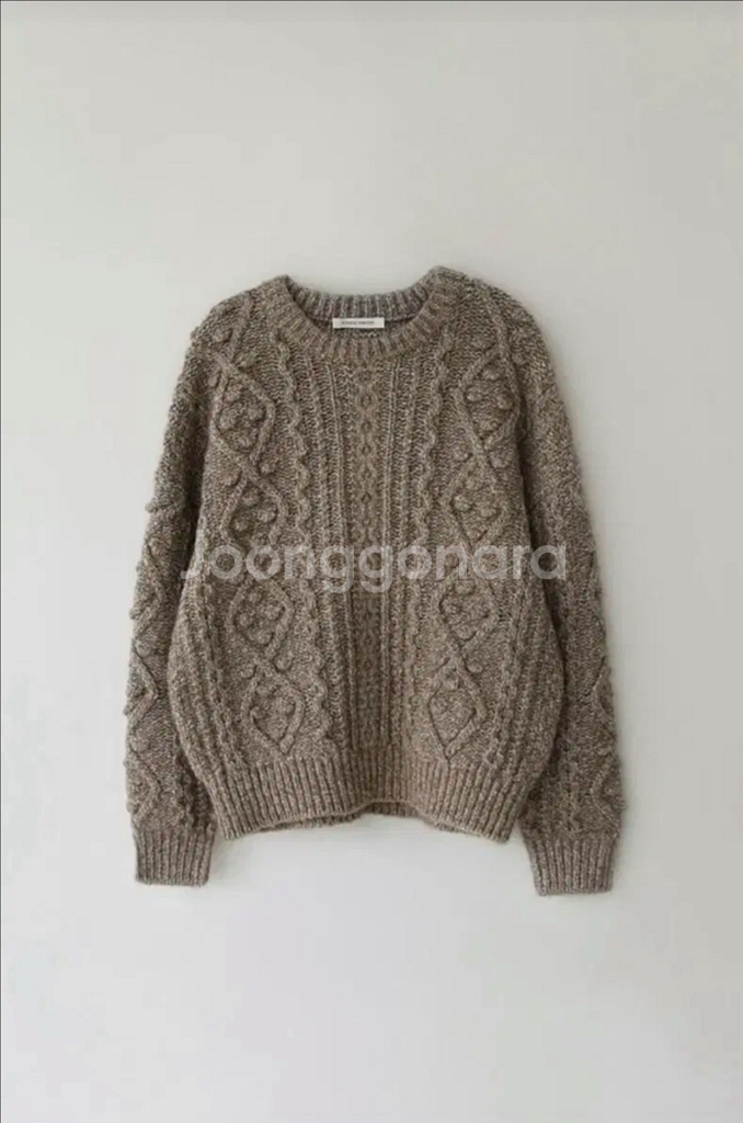 낫띵리튼 Ignes 케이블 니트 - 아몬드--0